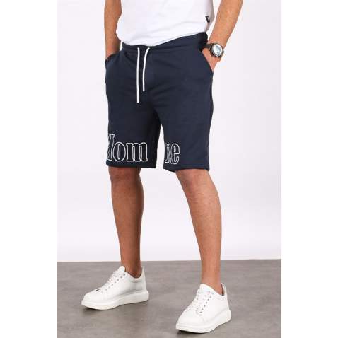 Madmext Men Printed Navy Blue Capri Shorts 5439 - Lacivert