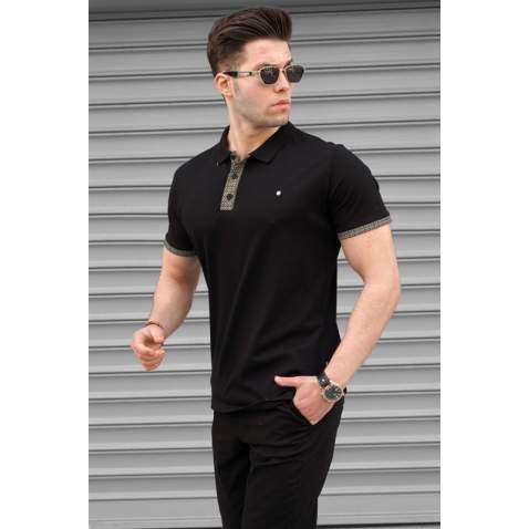 Men Black Polo T-Shirt - Siyah