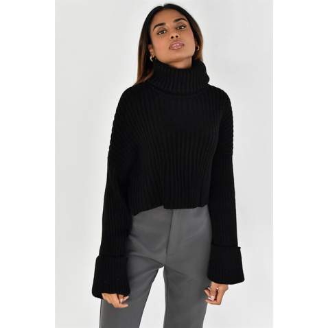 Mad Girls Black Turtleneck Sweater MG1402 - Siyah