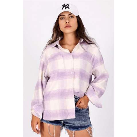 Mad Girls Lilac Lumberjack Shirt MG1200 - Lila