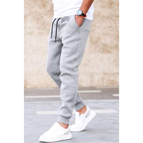 Madmext 3-Thread Fleece Gray Sweatpants For Men 5427 - Gri