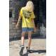 Women Printed Yellow T-Shirt - Sarı