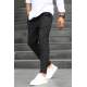 Black Designed Slim Fit Jogger Trousers 5470 - Siyah