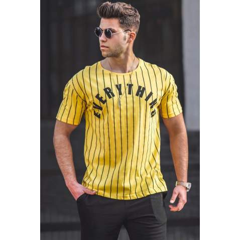 Madmext Men Striped Yellow T-shirt 3007 - Sarı