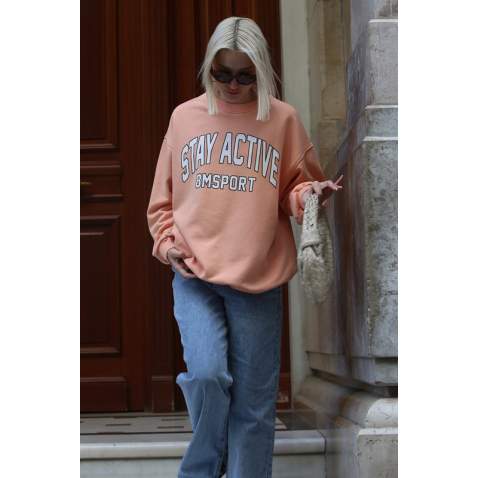 Yavru Ağzı Baskılı Oversize Kadın Sweatshirt MG1564 - Yavru ağzı