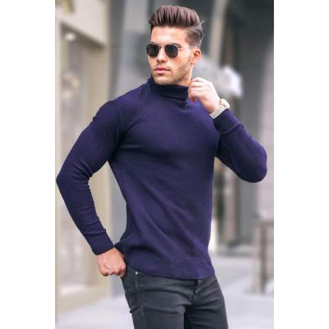 Navy Blue Turtleneck Sweater 5989 - Lacivert