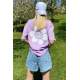 Women Printed Oversize Lilac T-Shirt - Lila