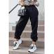 Mad Girls Oversize Elastic Cuffed Black Sweatpants MG324 - Siyah