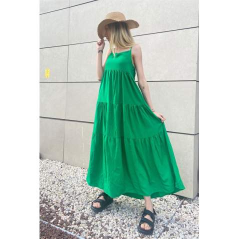 Women Green Long Dress - Yeşil