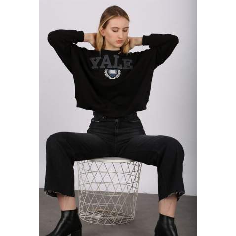 Mad Girls Black Sweatshirt MG1208 - Siyah