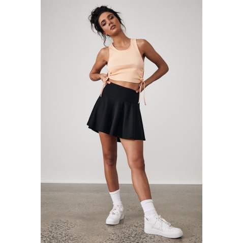 Women Black Pleated Basic Mini Tennis Skirt - Siyah