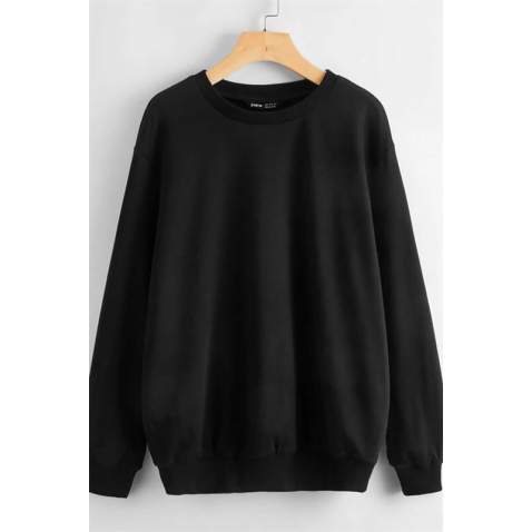 Mad Girls Black Plain Sweatshirt MG806 - Siyah