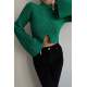 Mad Girls Green Cropped Sweater MG1395 - Yeşil