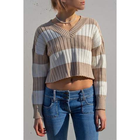 Women Oversize Beige Sweater MG1441 - Bej