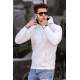 Madmext White Printed Hoodie 2849 - Beyaz