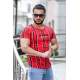 Madmext Red Striped T-shirt for Men Mad4048 - Kırmızı