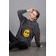 Mad Girls Printed Oversize Smoke Gray Sweatshirt Mg1207 - Antrasit