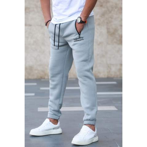 Madmext Light Gray Embroidered Sweatpants For Men 5434 - Boyalı gri