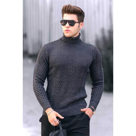 Madmext Anthracite Turtleneck Knitting Jumper 4655 - Antrasit