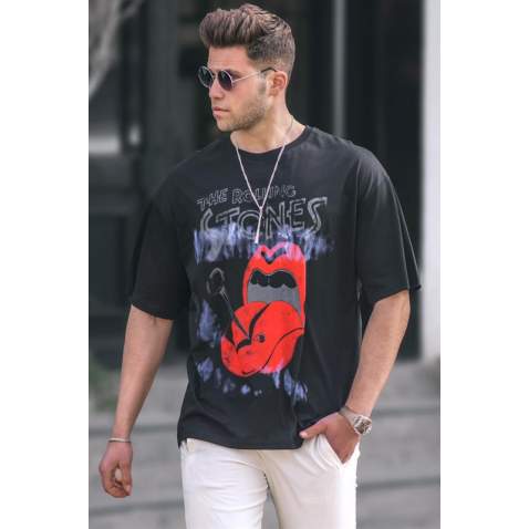 Madmext Men Oversize Black T-shirt 5223 - Siyah