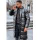 Men Black Long Puffer Jacket - Siyah