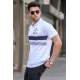 Men Embroided White Polo T-Shirt 5868 - Beyaz