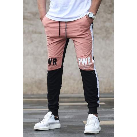 Madmext Soft Pink Printed Sweatpants 2904 - Pudra