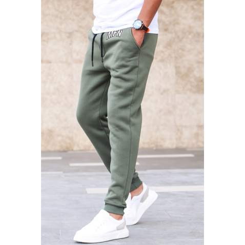 Madmext 3-Thread Fleece Khaki Sweatpants For Men 5427 - Haki