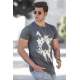 Madmext Men Printed Smoke Gray T-shirt 5061 - Füme