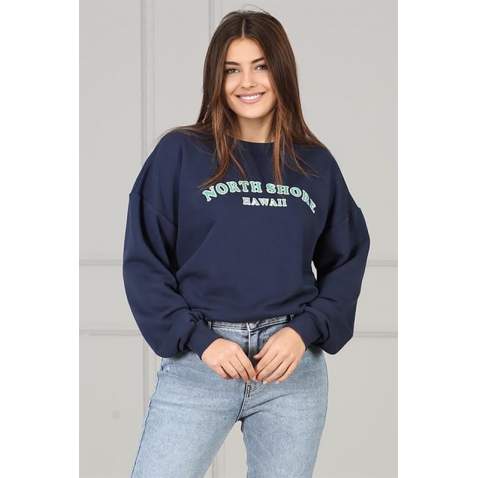 Mad Girls Ultramarine Printed Sweatshirt MG823 - Lacivert