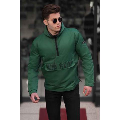 Madmext Green Waterproof Kangaroo Jacket 4507 - Yeşil