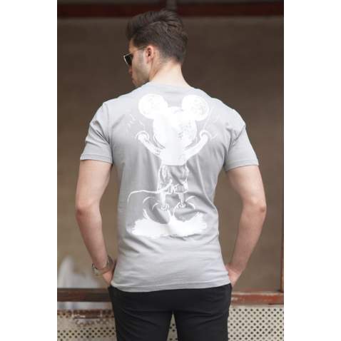 Madmext Men Printed Gray T-shirt 5275 - Gri