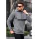 Madmext Men Smoke Gray Kangaro Pocket Sweatshirt Hoodie 4729 - Füme