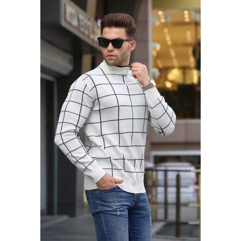 Ecru Designed Knitwear Sweater 5796 - Ekru