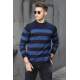 Madmext Indigo Striped Men Knitwear Jumper 9415 - İndigo