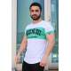 Madmext Green Printed T-shirt for Men 3013 - Beyaz