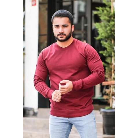 Madmext Maroon Basic Sweatshirt 4119 - Bordo