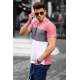 Madmext Men Color Blocked Pink T-shirt 5826 - Pembe