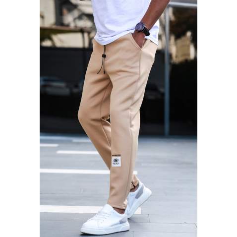 Madmext Men Beige Zip Sweatpants 5421 - Bej