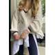 Women Ecru Knitted V Neck Sweater MG1373 - Ekru