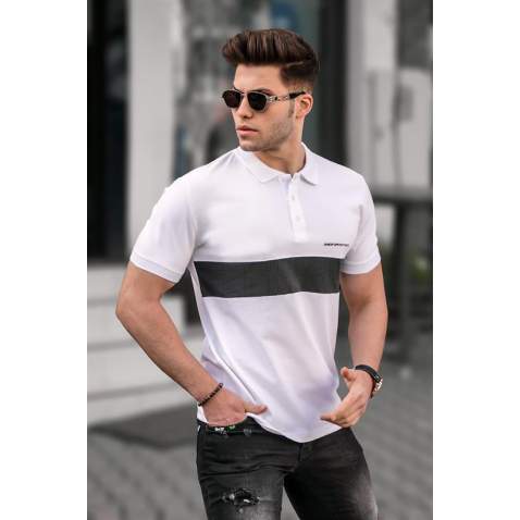 Madmext Men Knitwear White Polo T-shirt 5212 - Beyaz