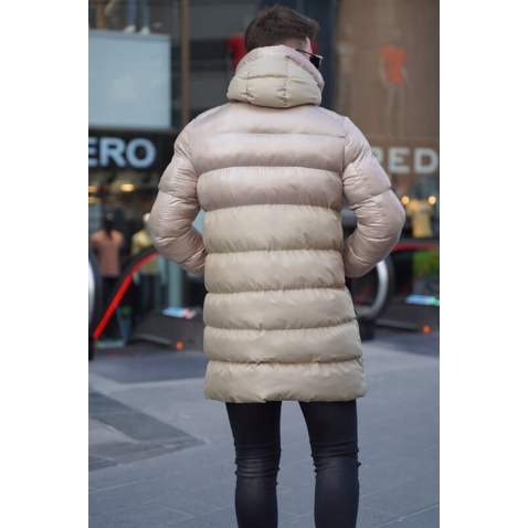 Beige Hoodie Puffer Jacket 5742 - Bej