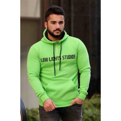 Madmext Green Zipper Detailed Hoodie 4159 - Yeşil