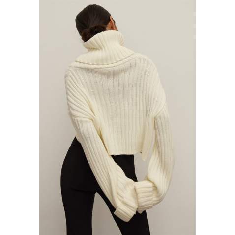 Mad Girls Turtleneck White Sweater MG1402 - Beyaz