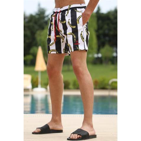 Madmext Patterned Swim Wear Short 2376 - Siyah