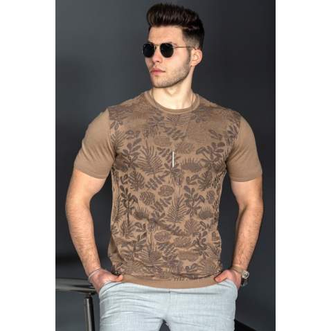 Madmext Men Beige Polo T-shirt 5088 - Bej