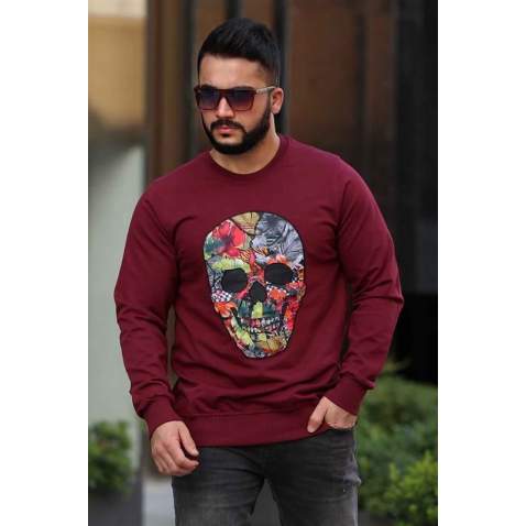 Madmext Maroon Sweatshirt 4114 - Bordo