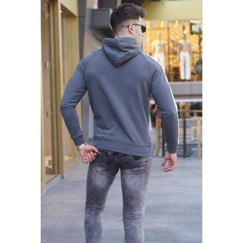 Madmext Men Smoke Gray Hoodie Sweatshirt 5290 - Füme