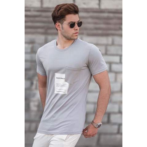 Madmext Men Printed Gray T-shirt 5271 - Gri