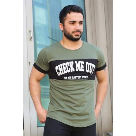 Madmext Khaki Printed T-shirt for Men 3013 - Haki